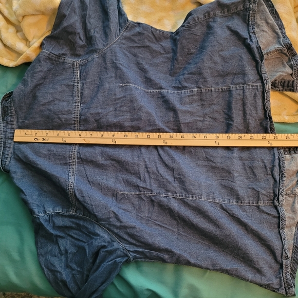 New Look Plus Size Chambray shirt button down opal buttons 1X - Picture 8 of 12